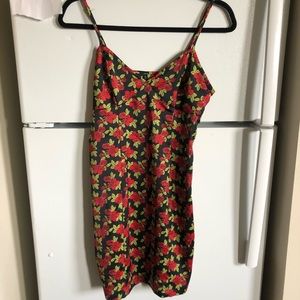 Urban Outfitters black mini dress with rose detail